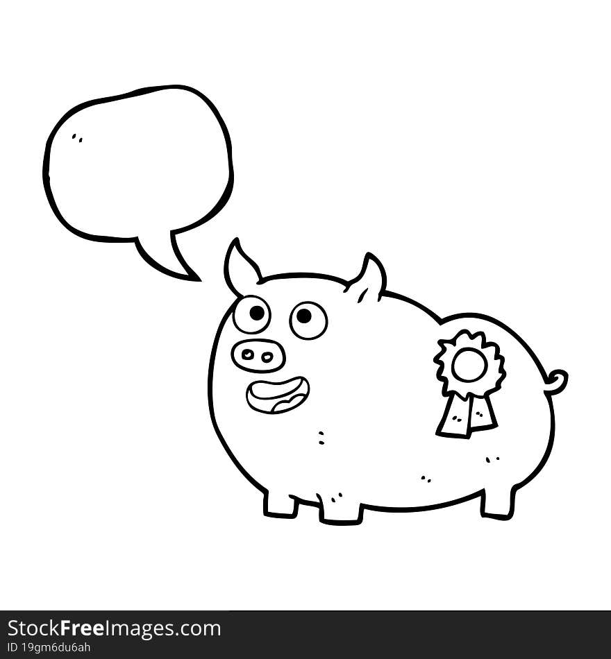 speech bubble cartoon prize winning pig