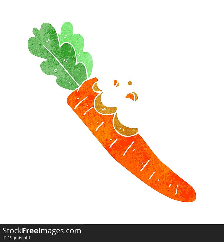 freehand retro cartoon bitten carrot