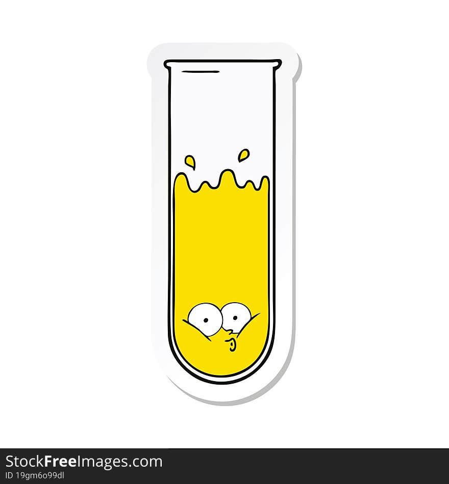 Sticker Of A Cartoon Surprised Test Tube