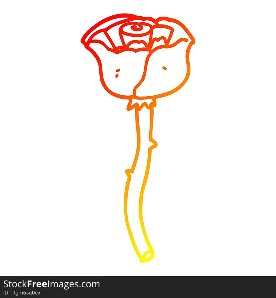 warm gradient line drawing of a cartoon flower