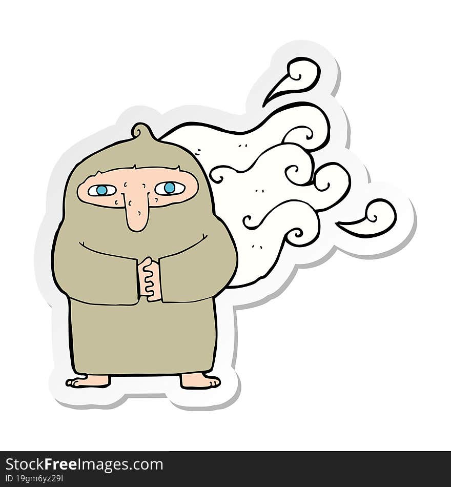 sticker of a cartoon smelly monk