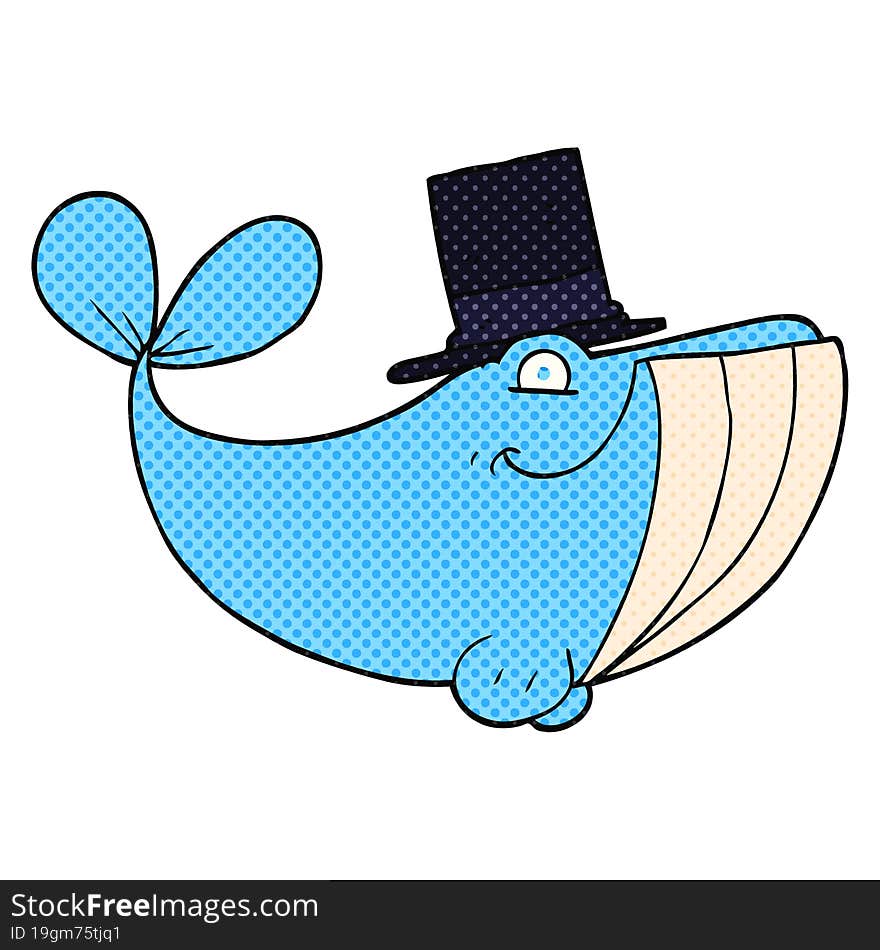 cartoon whale wearing top hat