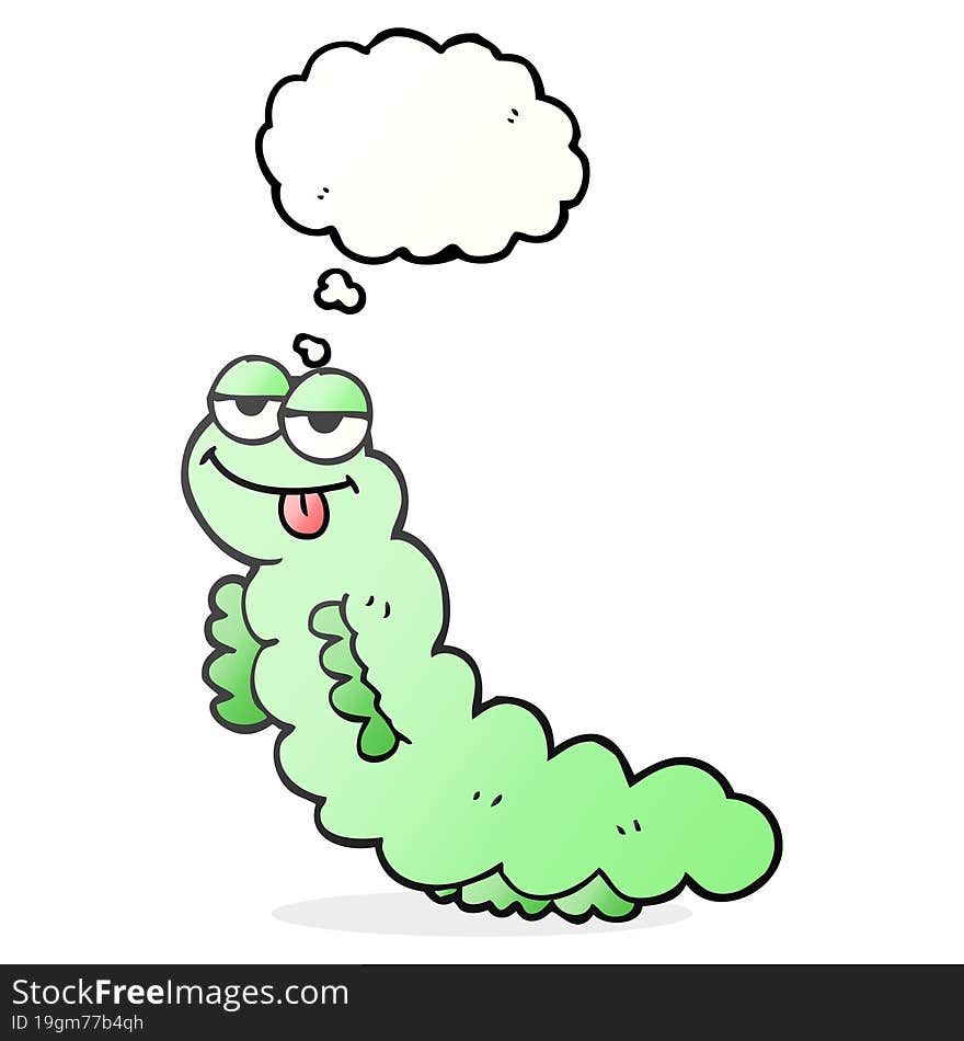 freehand drawn thought bubble cartoon caterpillar