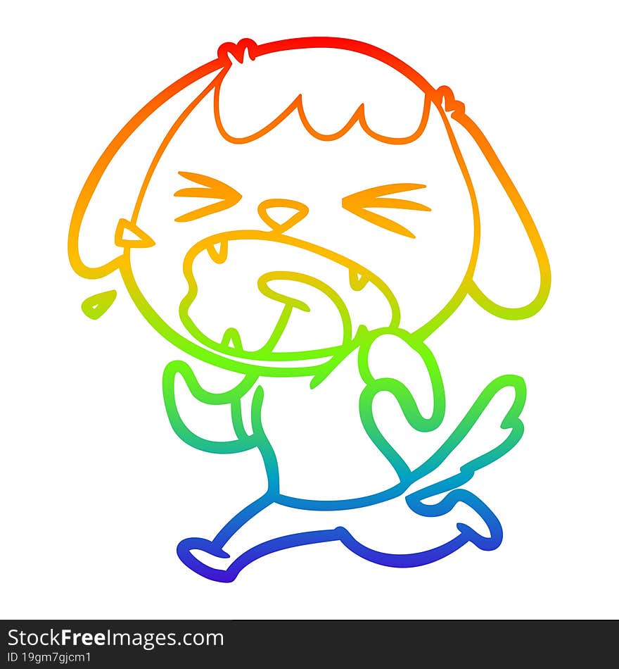 Rainbow Gradient Line Drawing Cute Cartoon Dog Barking