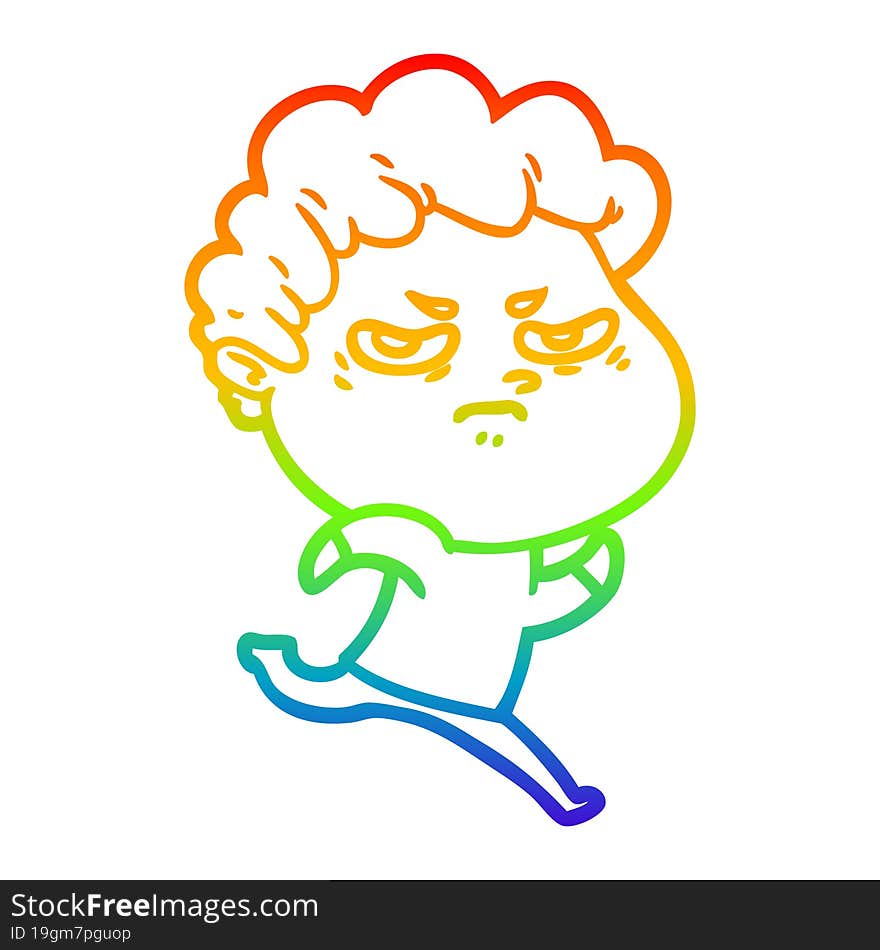 rainbow gradient line drawing cartoon angry man