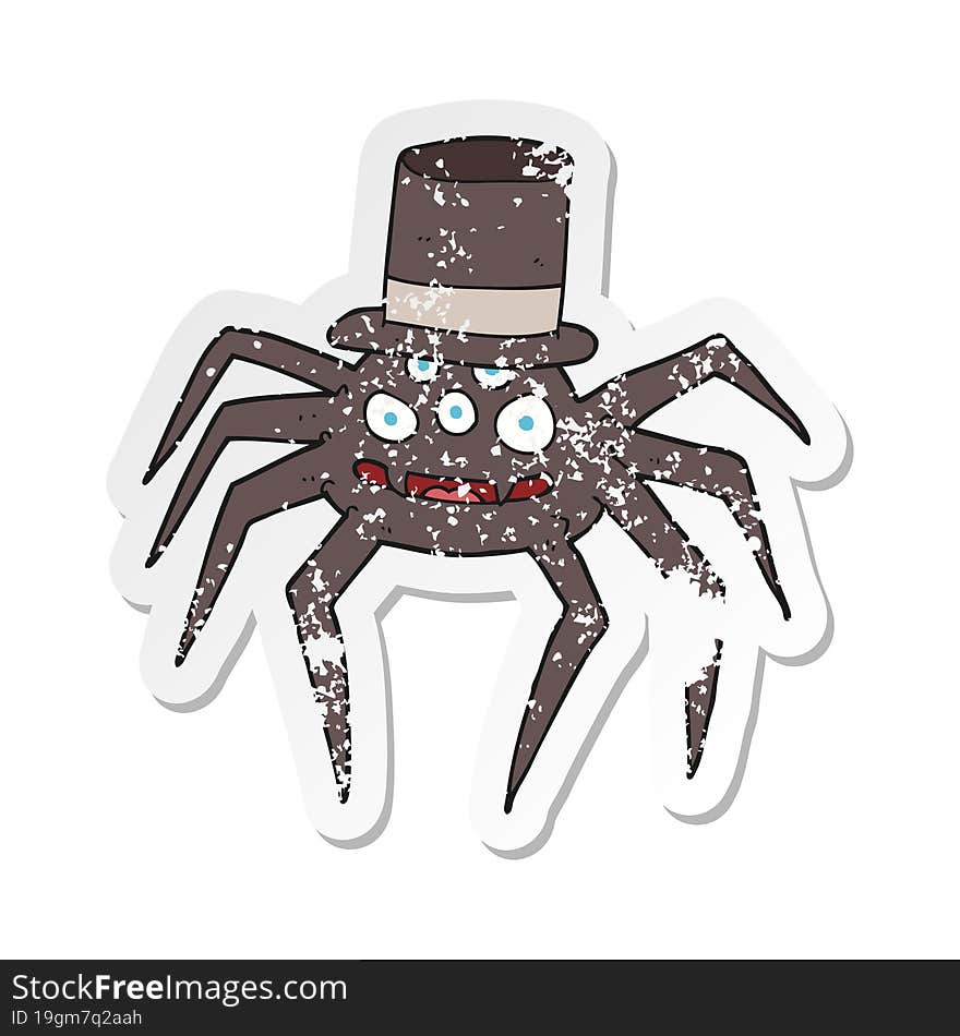 retro distressed sticker of a cartoon halloween spider