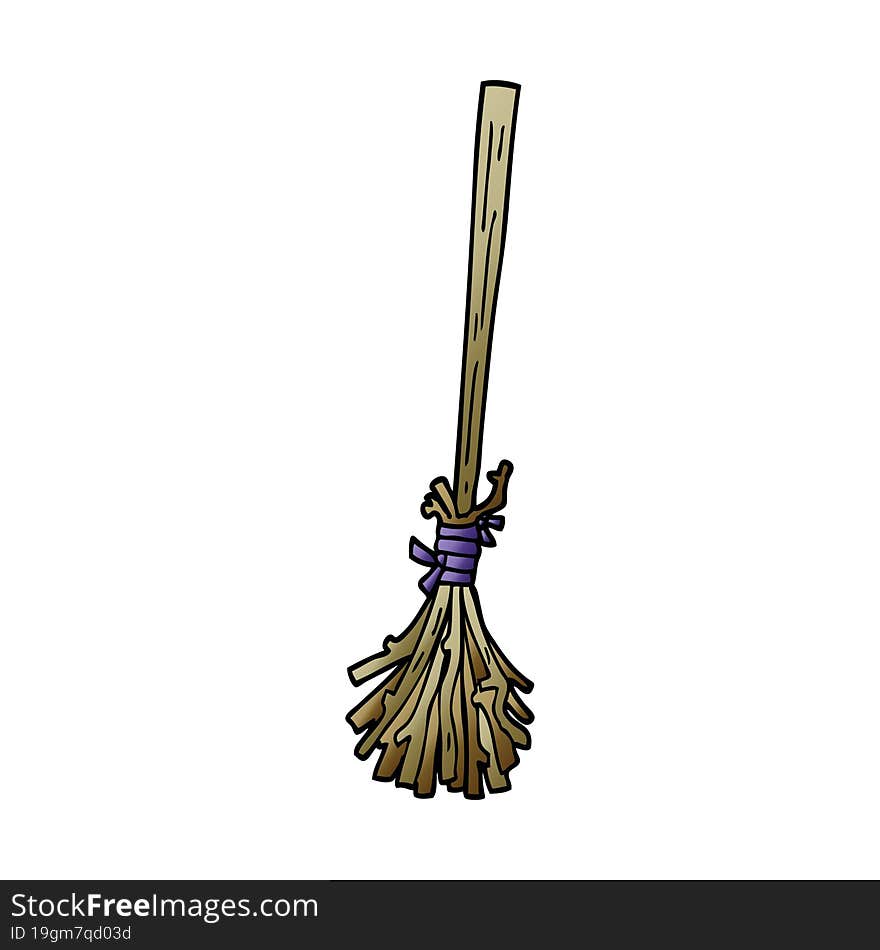 cartoon doodle magic broom