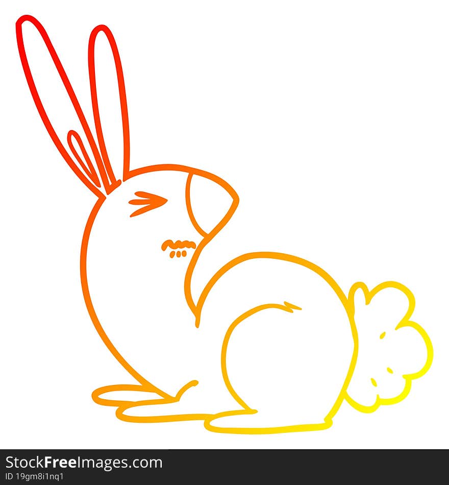 warm gradient line drawing of a cartoon annoyed rabbit