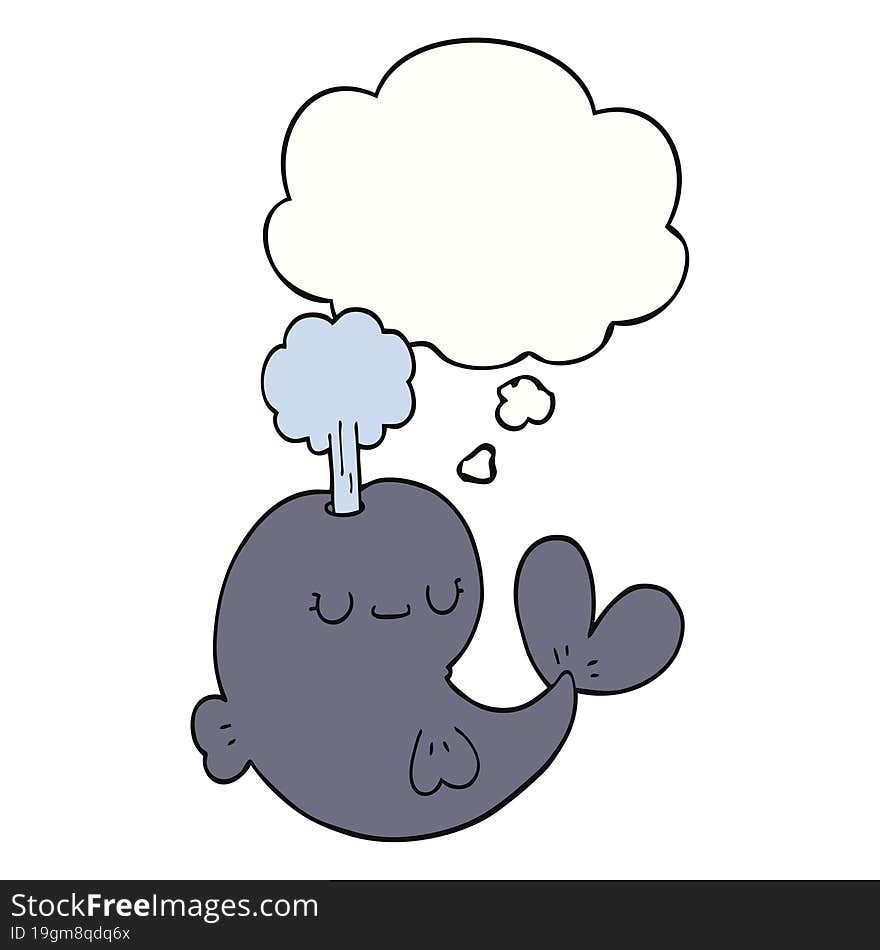 cute cartoon whale and thought bubble