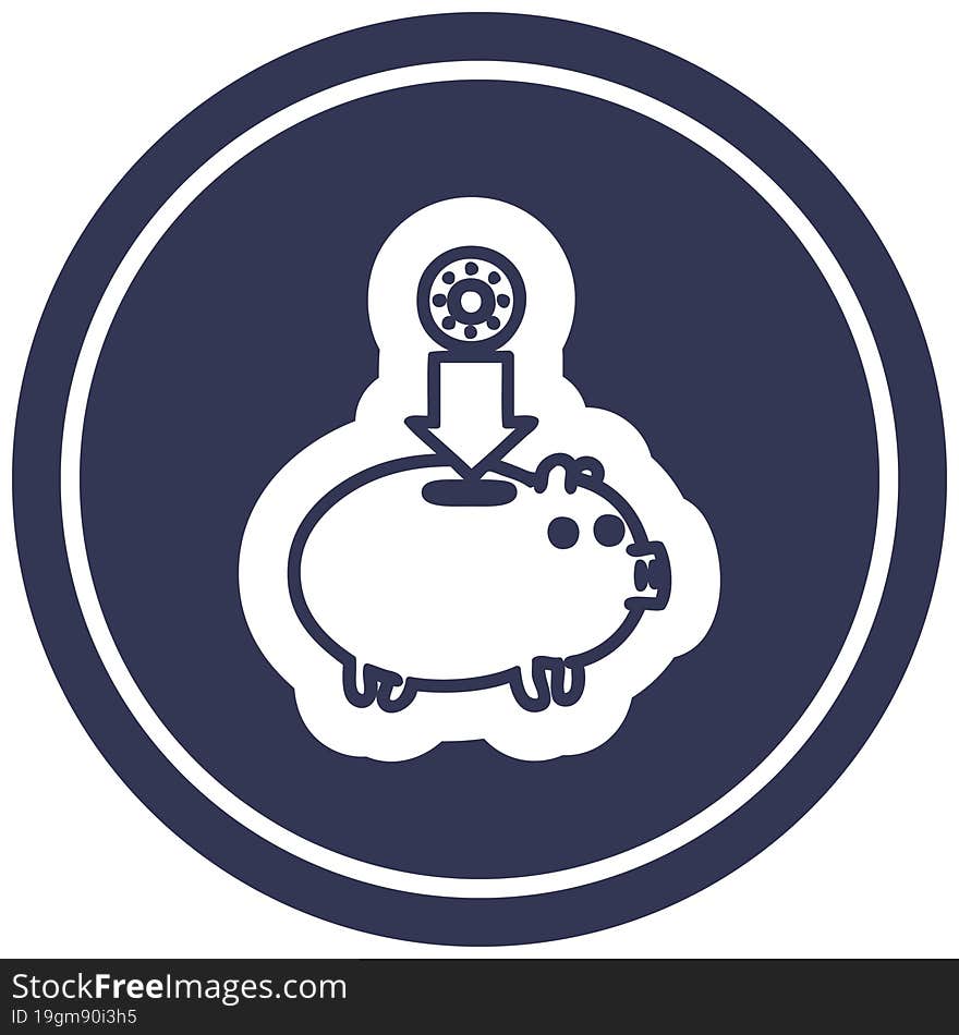 piggy bank circular icon