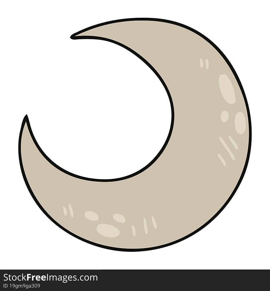 Quirky Hand Drawn Cartoon Crescent Moon