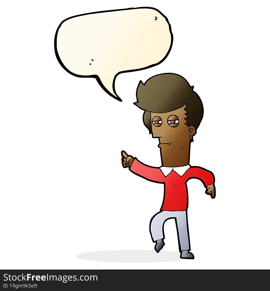 Cartoon Man Accusing With Speech Bubble