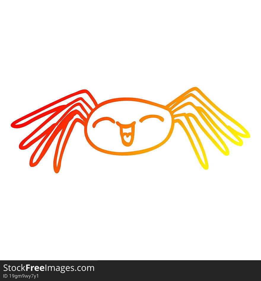 warm gradient line drawing of a cartoon happy spider