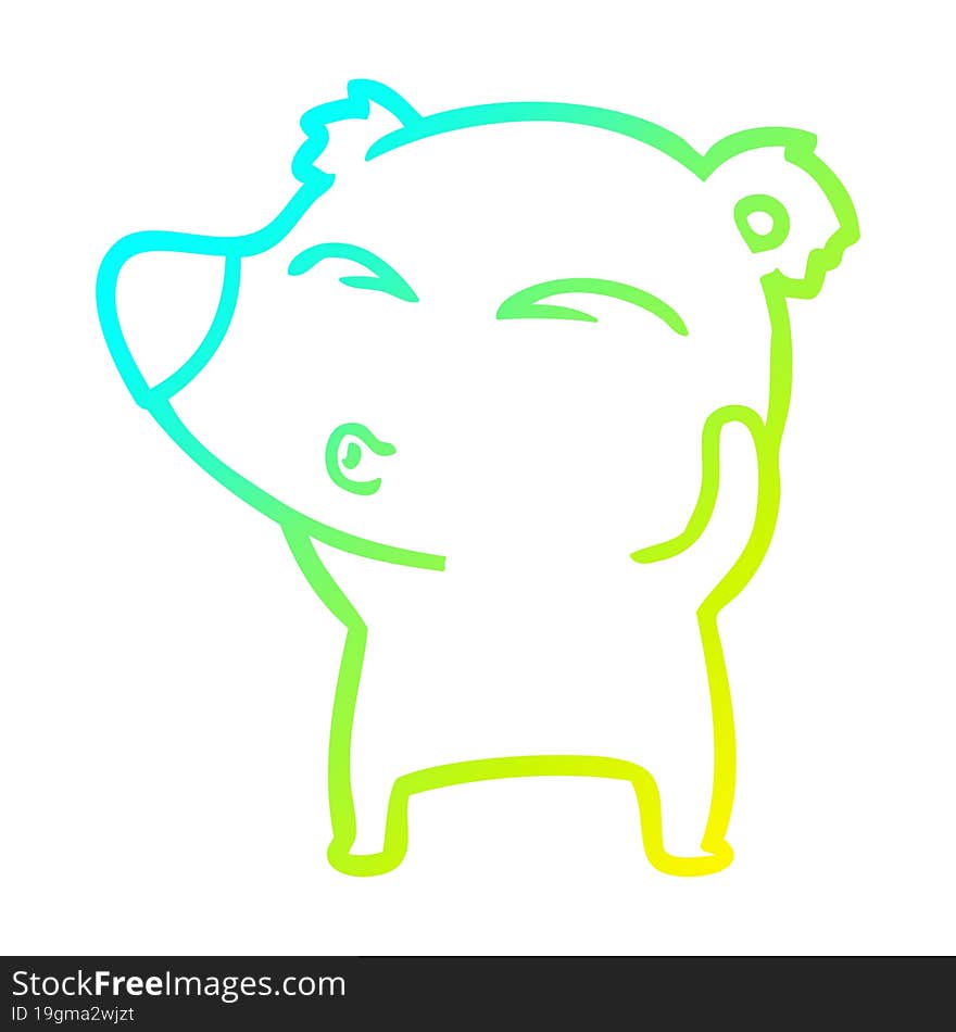 Cold Gradient Line Drawing Cartoon Whistling Bear