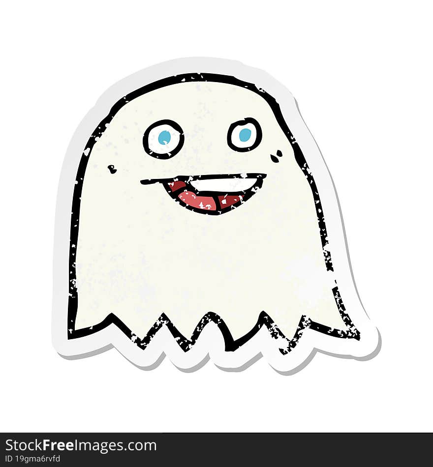 retro distressed sticker of a cartoon ghost