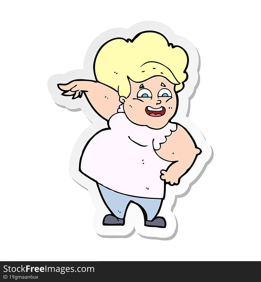 Sticker Of A Cartoon Oveweight Woman