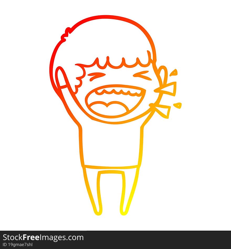 warm gradient line drawing of a cartoon laughing man