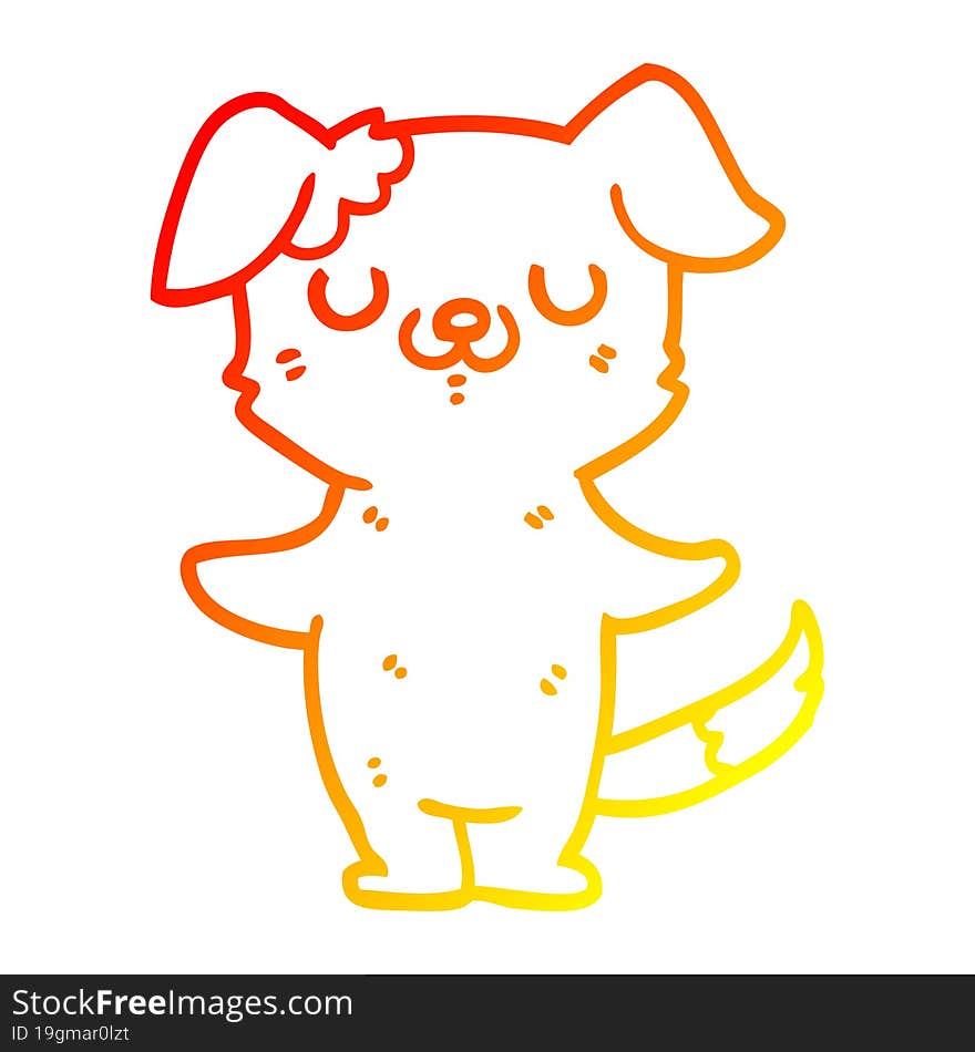 Warm Gradient Line Drawing Cartoon Puppy