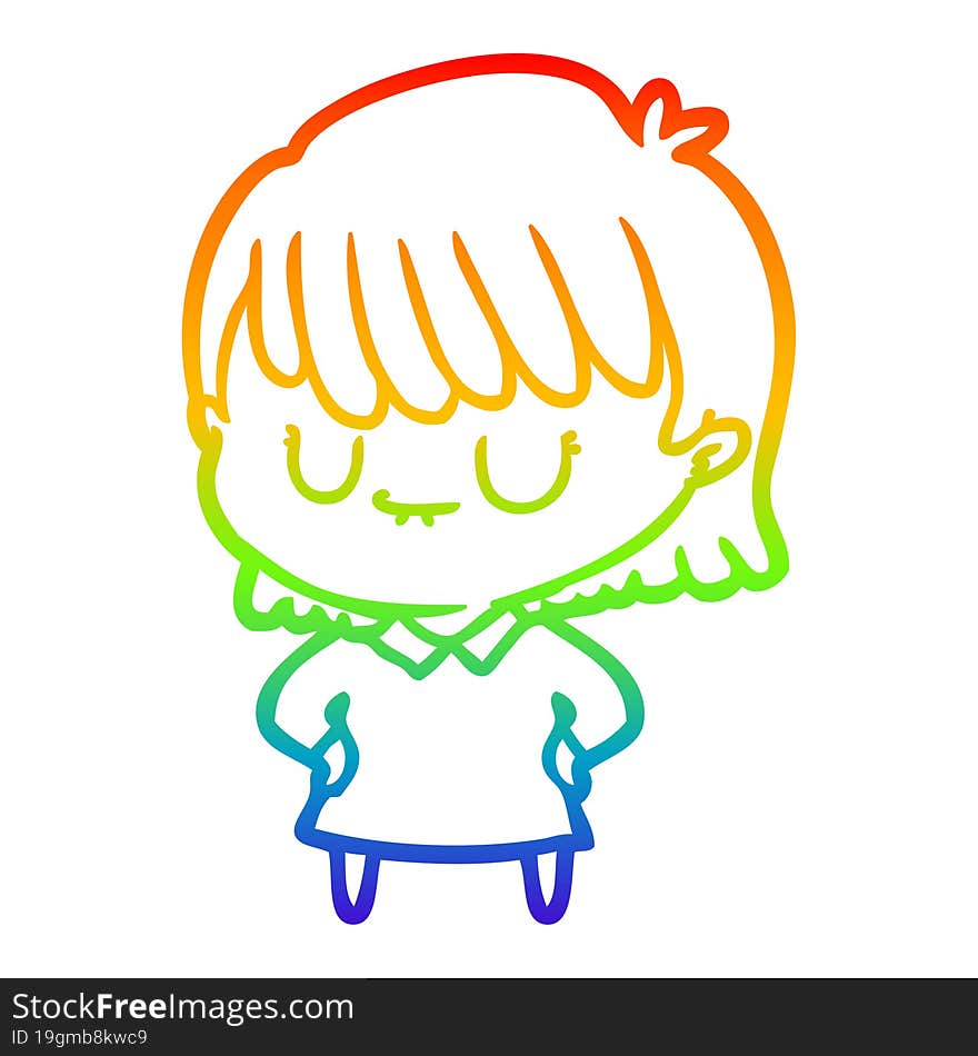 rainbow gradient line drawing of a cartoon woman