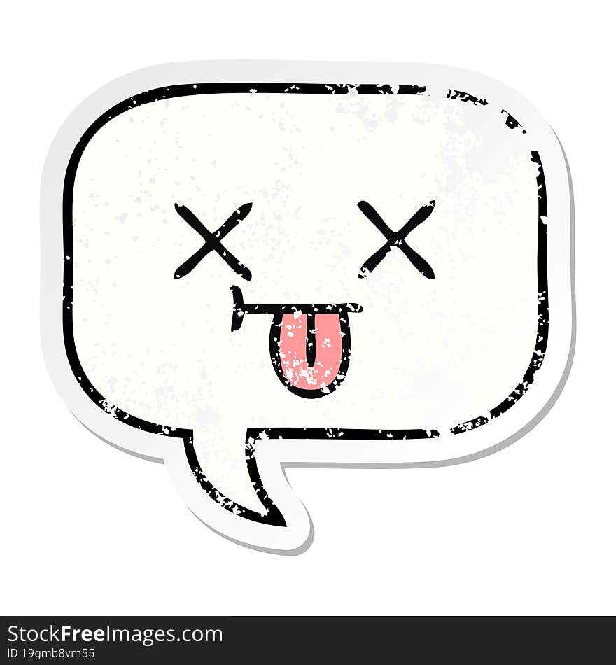 distressed sticker of a cute cartoon speech bubble