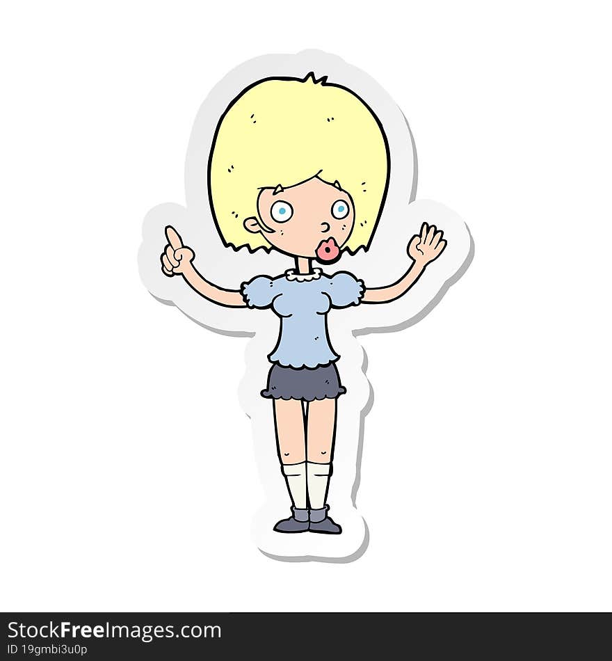 sticker of a cartoon woman explaining her point