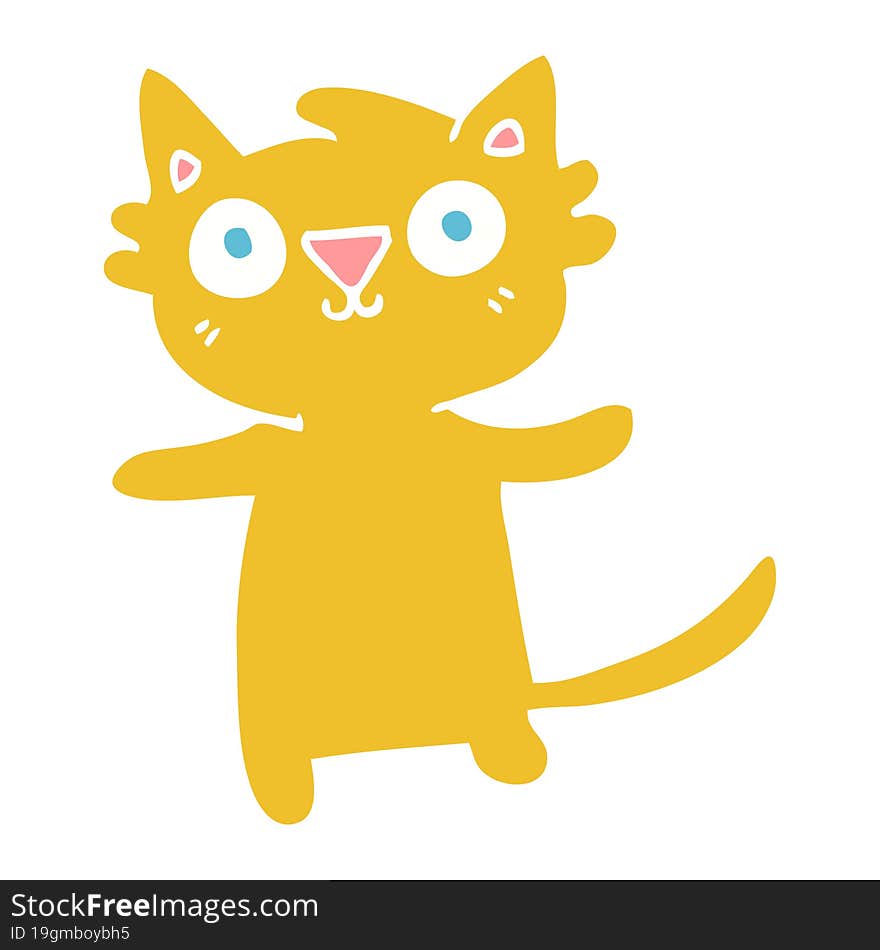 Flat Color Illustration Cartoon Cat