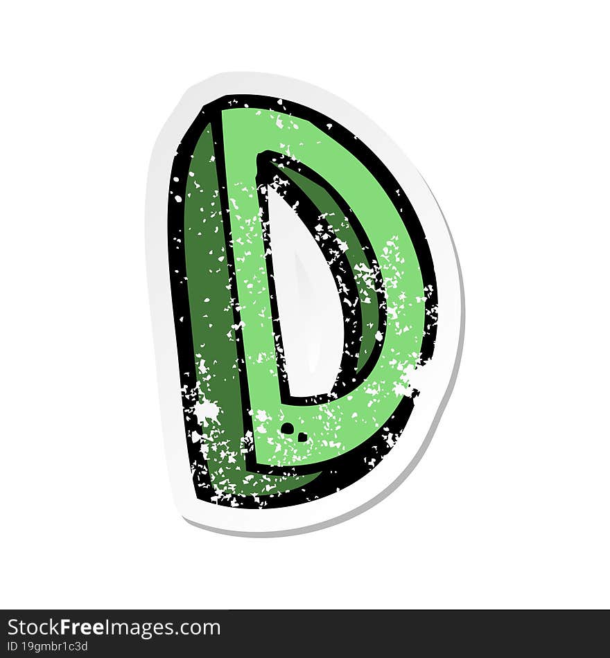 retro distressed sticker of a cartoon letter