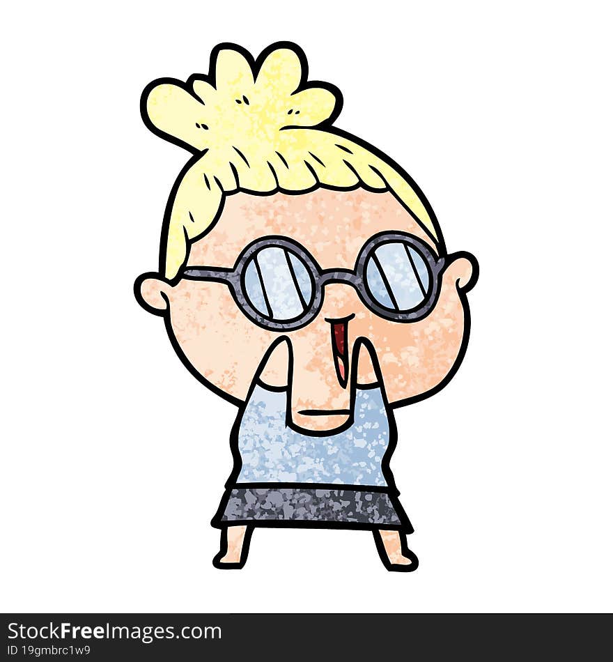 cartoon shy woman wearing spectacles. cartoon shy woman wearing spectacles