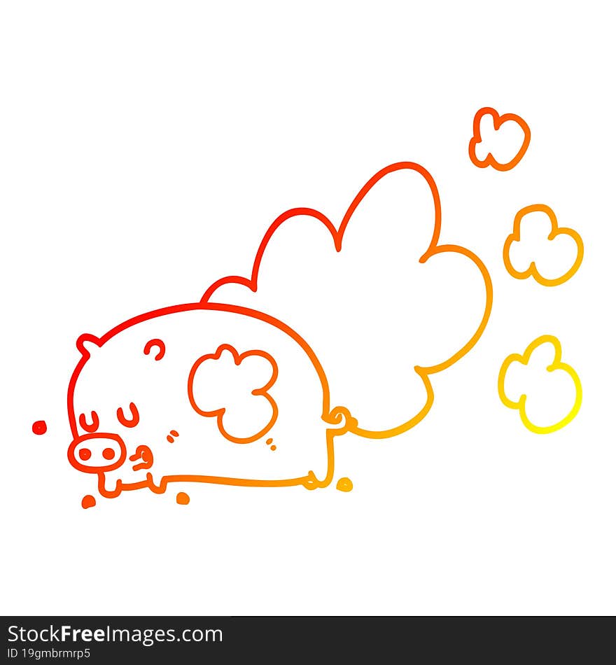 warm gradient line drawing cartoon smelly pig