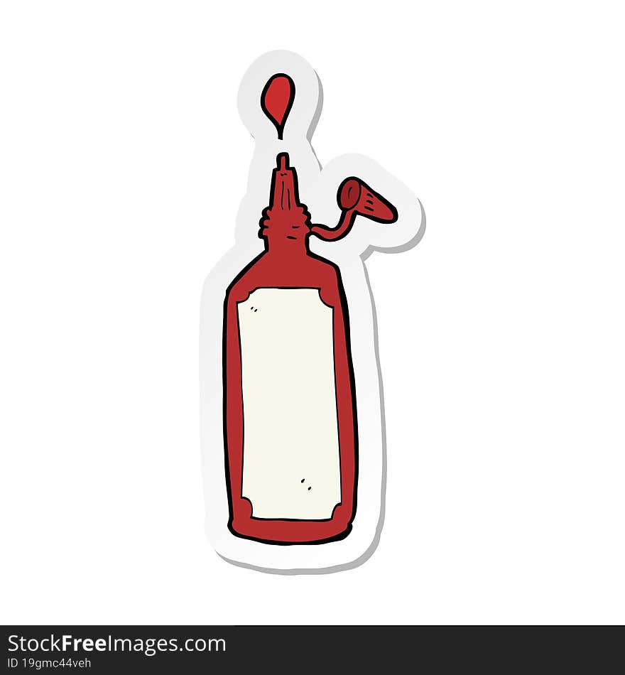 sticker of a cartoon ketchup bottle