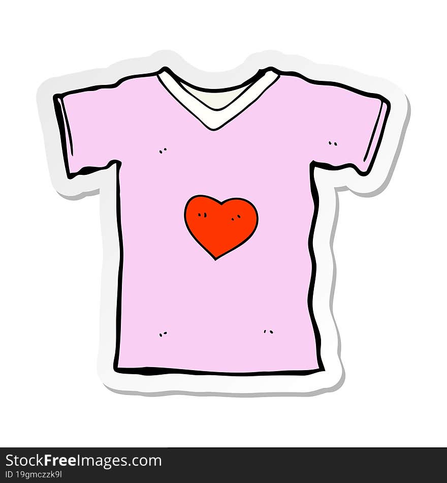 sticker of a cartoon t shirt with love heart