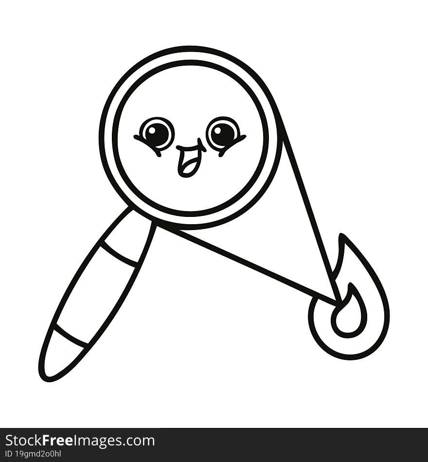 line drawing cartoon of a magnifying glass