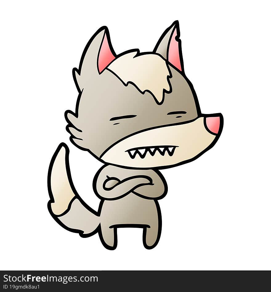 cartoon wolf showing teeth. cartoon wolf showing teeth