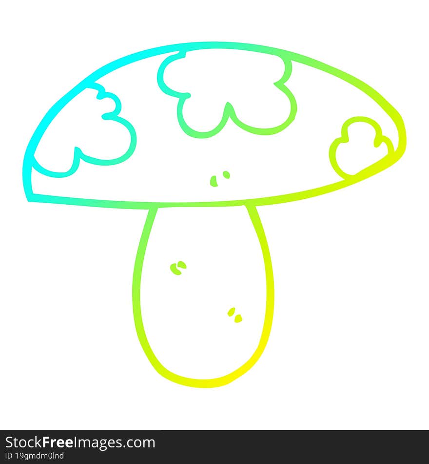 cold gradient line drawing cartoon mushroom