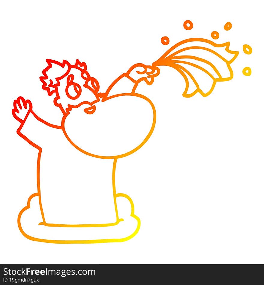 warm gradient line drawing cartoon god on cloud