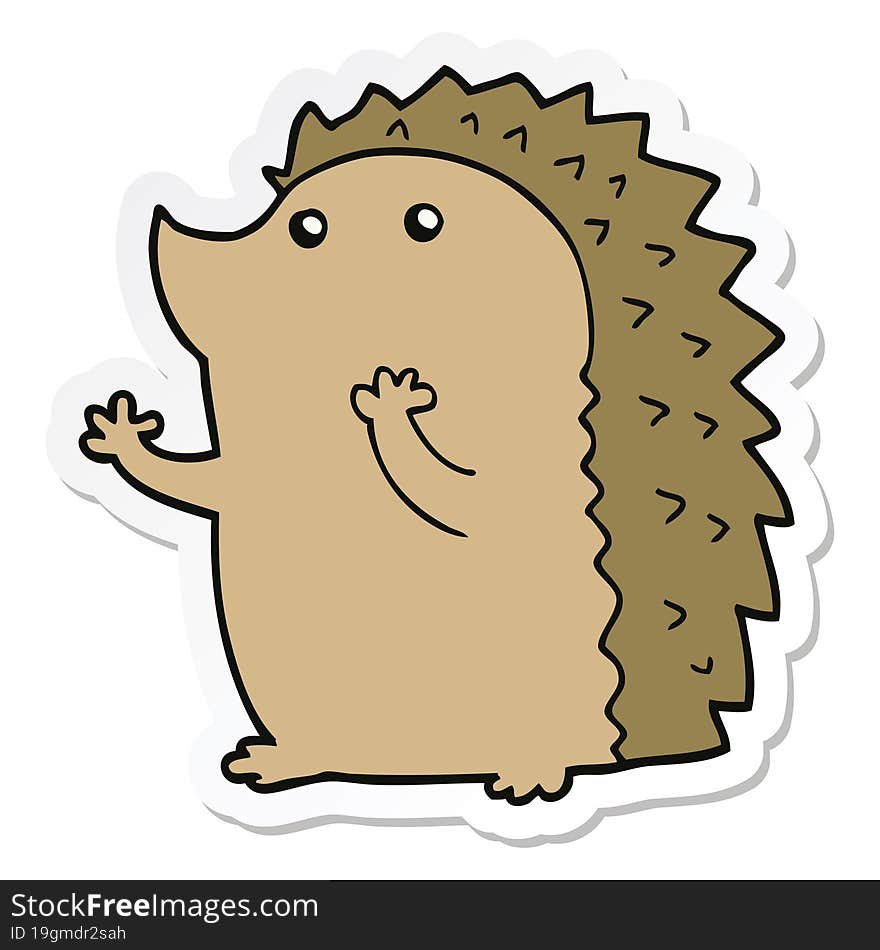 sticker of a cartoon hedgehog