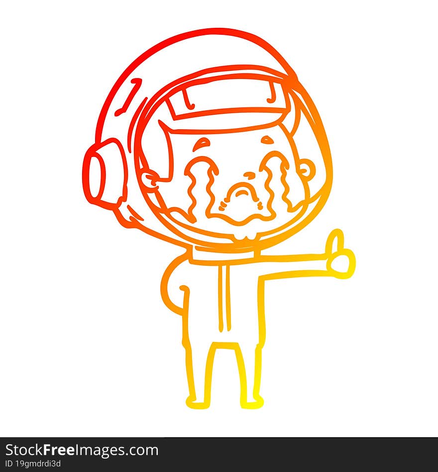 warm gradient line drawing cartoon crying astronaut