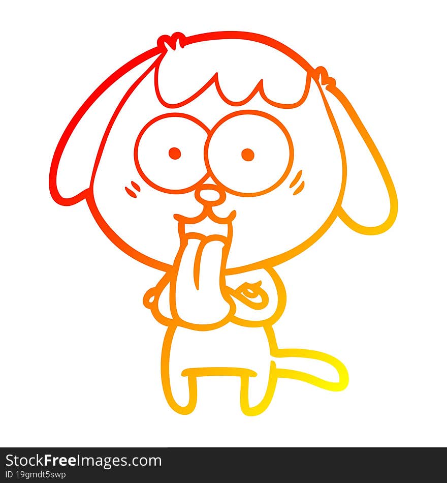 Warm Gradient Line Drawing Cute Cartoon Dog