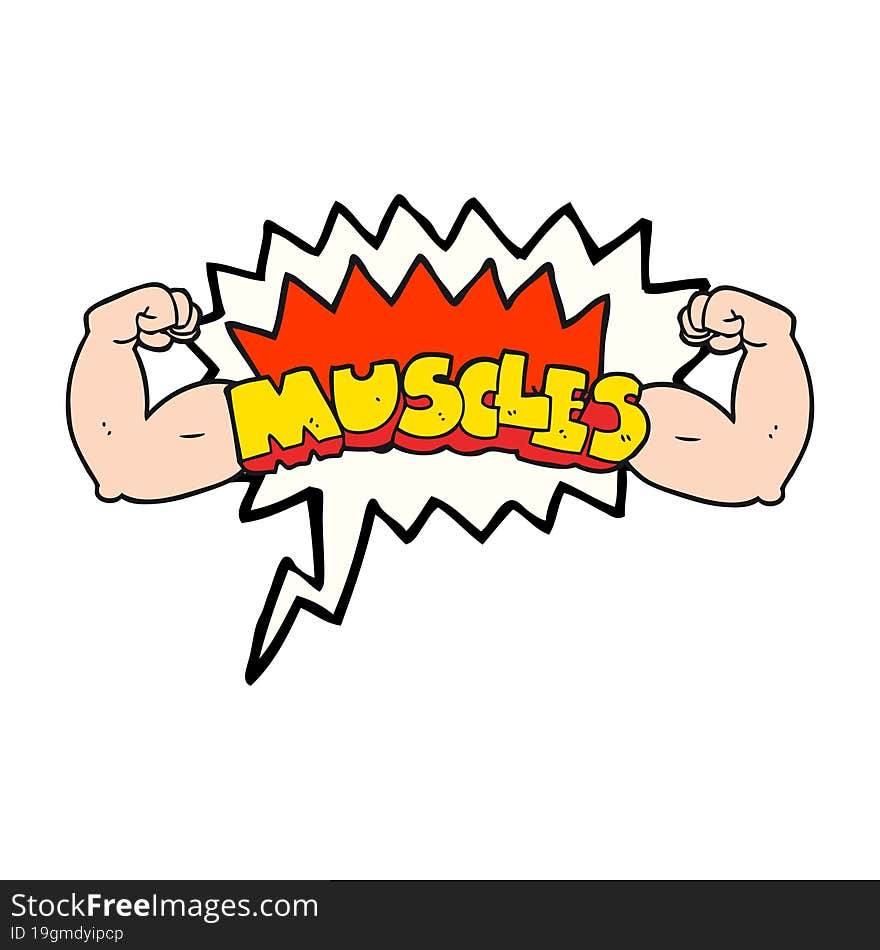 freehand drawn speech bubble cartoon muscles symbol