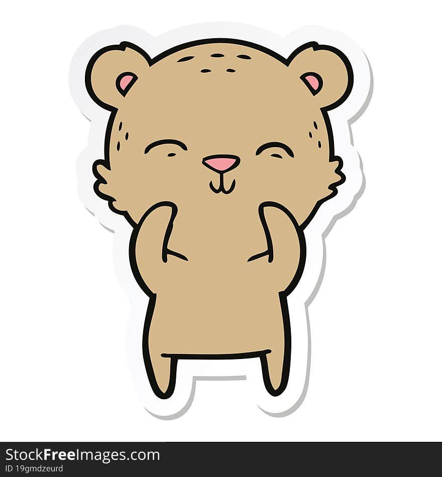 sticker of a happy cartoon bear