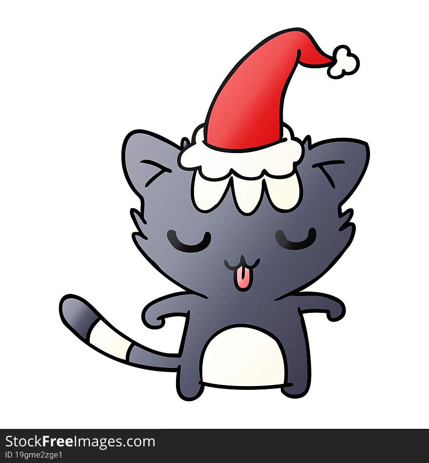 hand drawn christmas gradient cartoon of kawaii cat