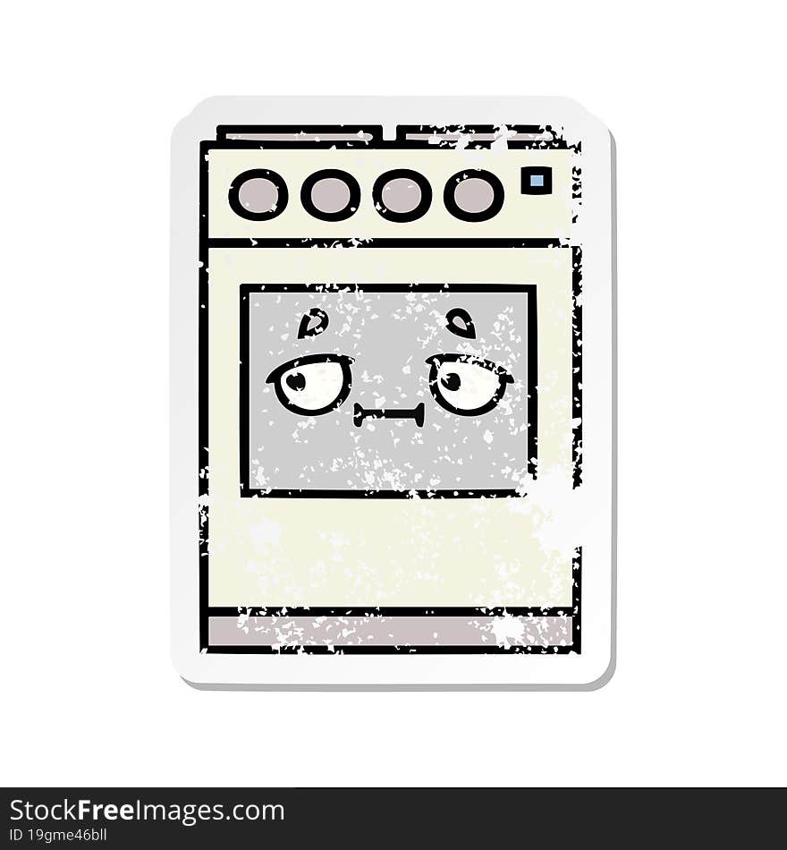 distressed sticker of a cute cartoon kitchen oven