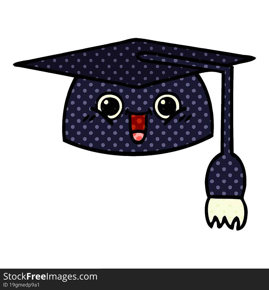 Comic Book Style Cartoon Graduation Hat