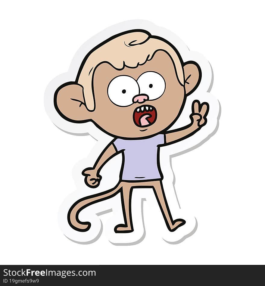 sticker of a cartoon shocked monkey