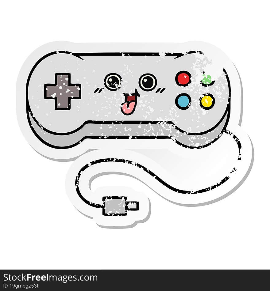 distressed sticker of a cute cartoon game controller