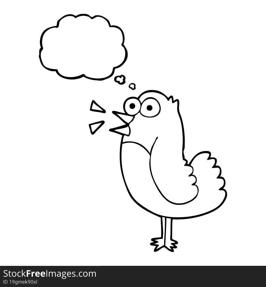 freehand drawn thought bubble cartoon bird