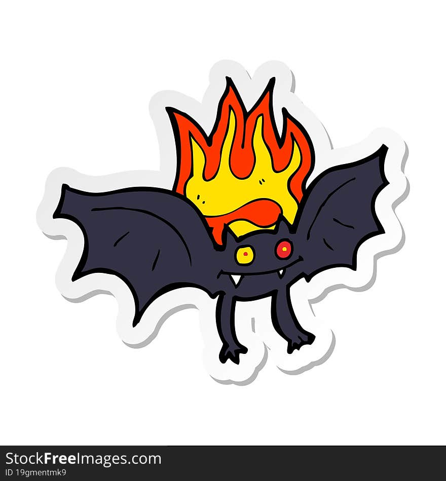 sticker of a cartoon vampire bat