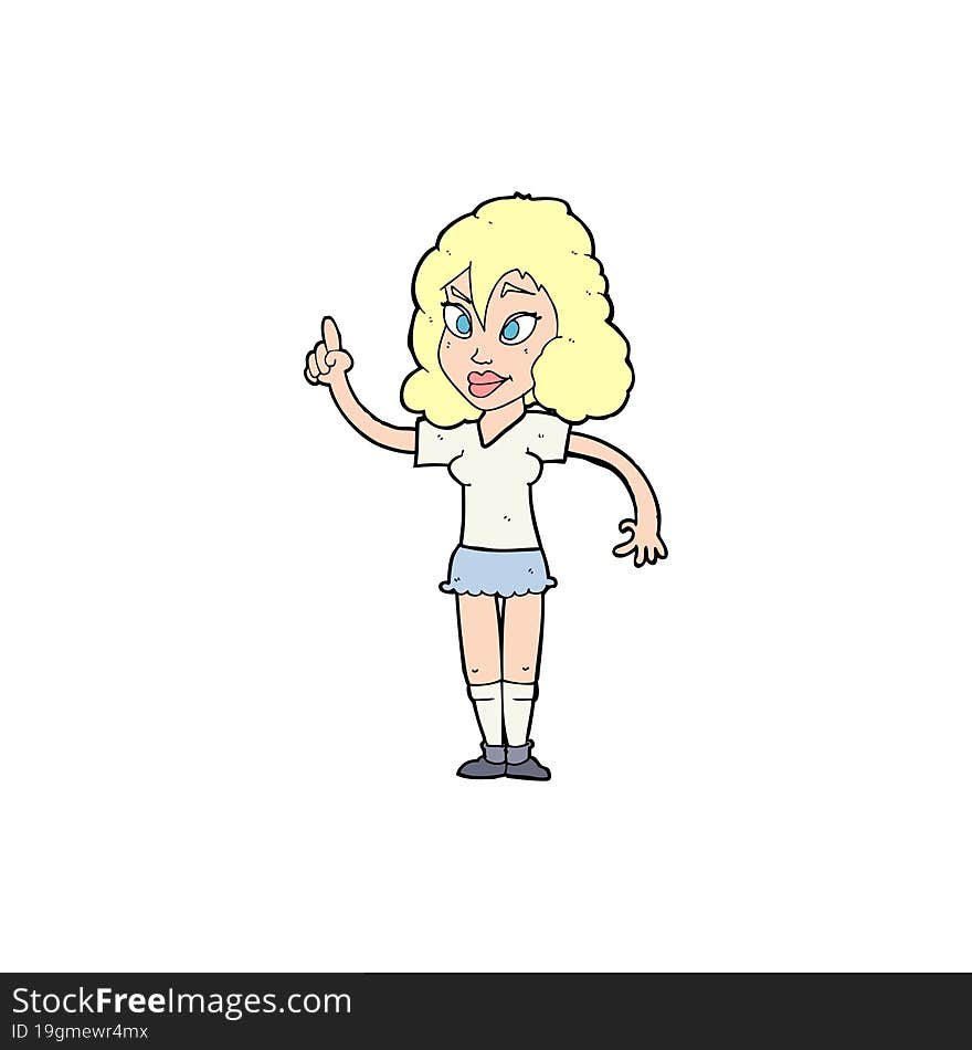 cartoon pretty woman with idea