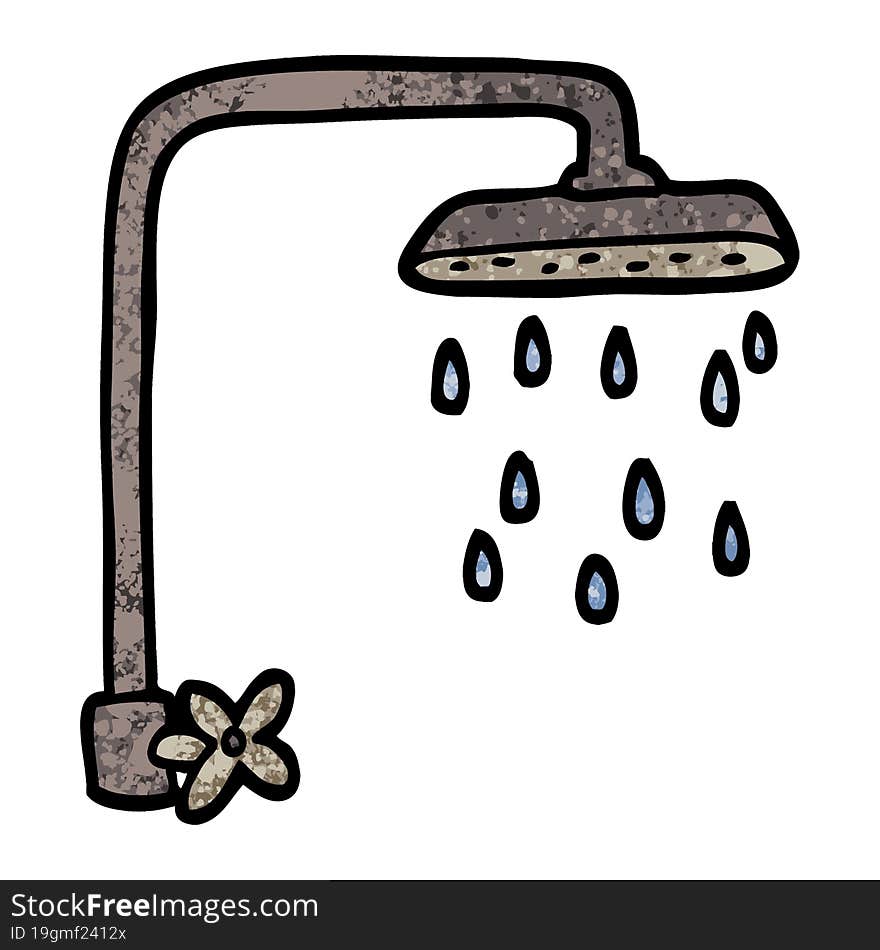 Grunge Textured Illustration Cartoon Shower Head