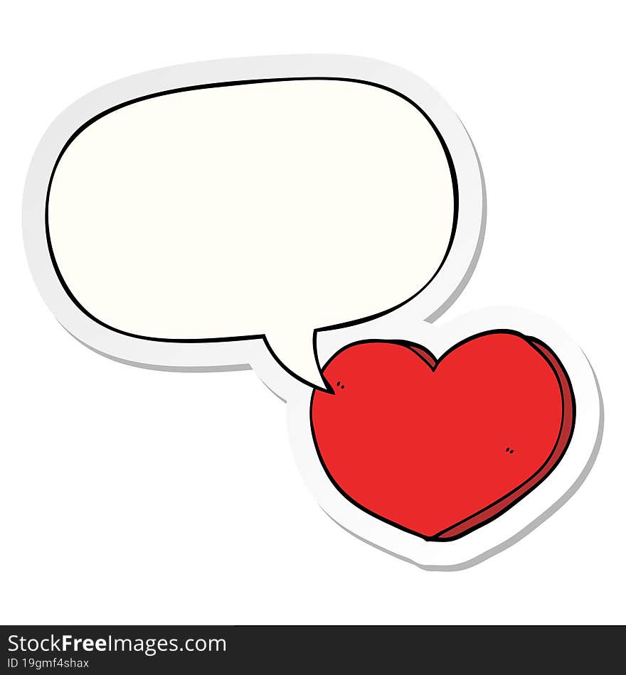 Cartoon Love Heart And Speech Bubble Sticker